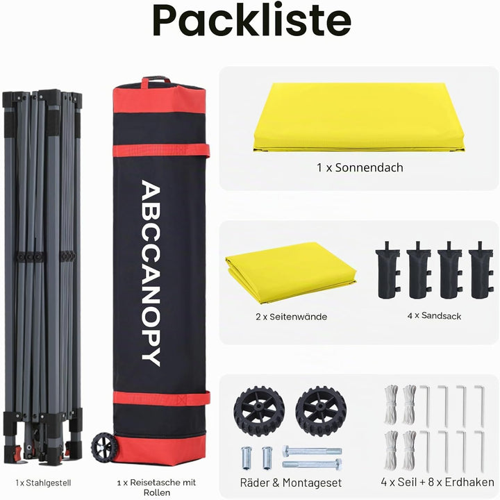 ABCCANOPY Faltpavillon Wasserdicht Stabil Winterfest,UV Schutz 50+,Für Garten Camping,4 PCS Sandsack