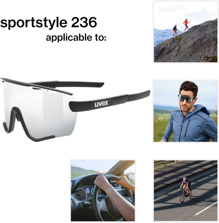 uvex Unisex Sportstyle 236 Set Sportbrille (1er Pack) Einheitsgrösse black mat/silver, Einheitsgröss