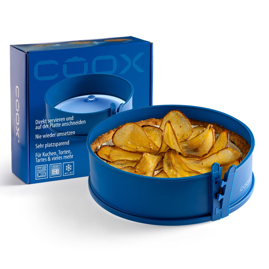 coox Springform mit Glas-Servierplatte und Glasfüssen Ø 26 cm in Blau - Perfektes Backen und Servier
