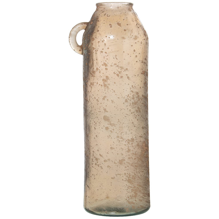 DRW Bodenvase aus recyceltem Glas, Hellbraun, 14 x 16 x 45 cm