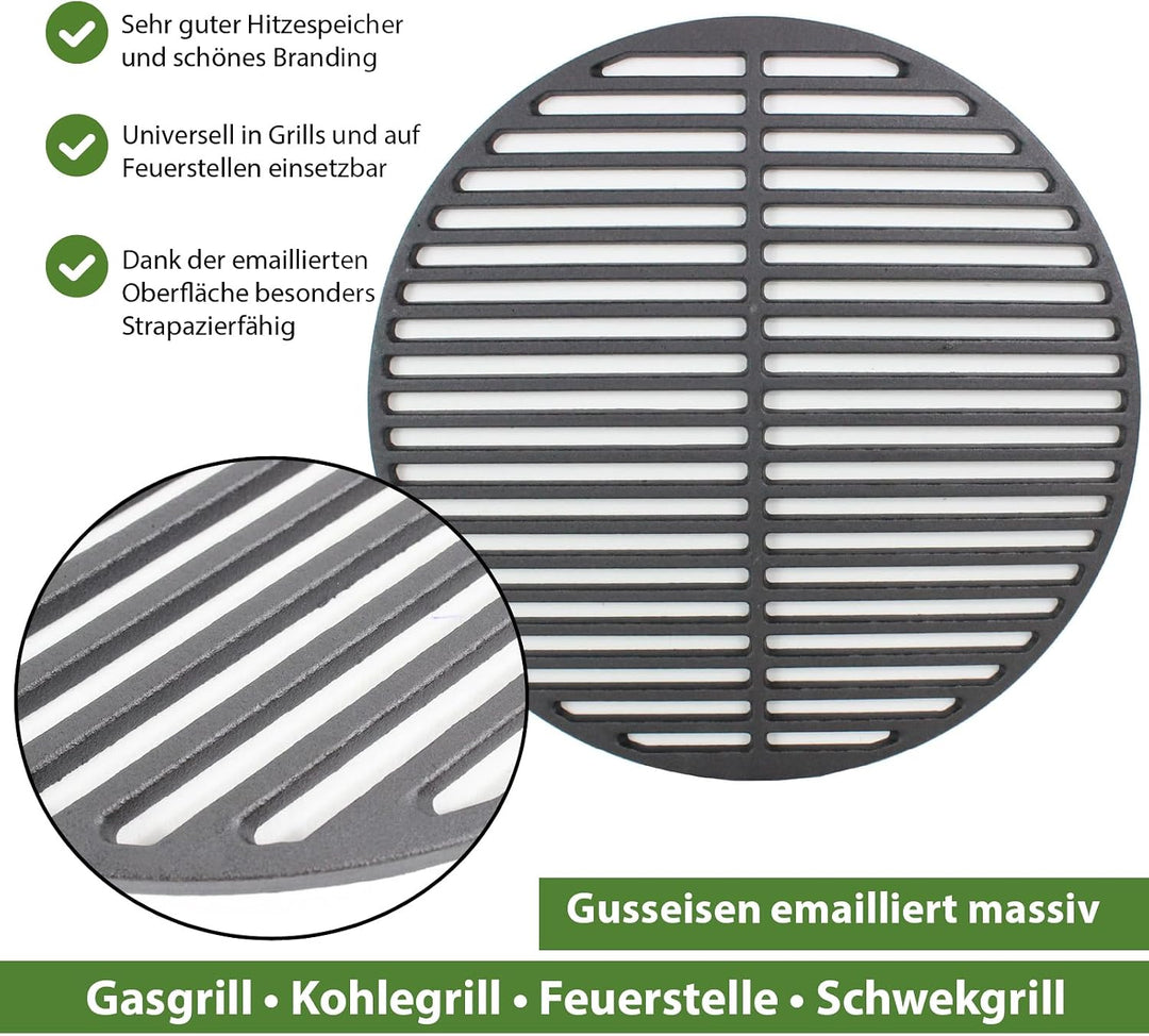 TRUTZHOLM Grillrost Ø 34,3 cm Rost Grillgitter BBQ Gusseisen emailliert Grillplatte rund