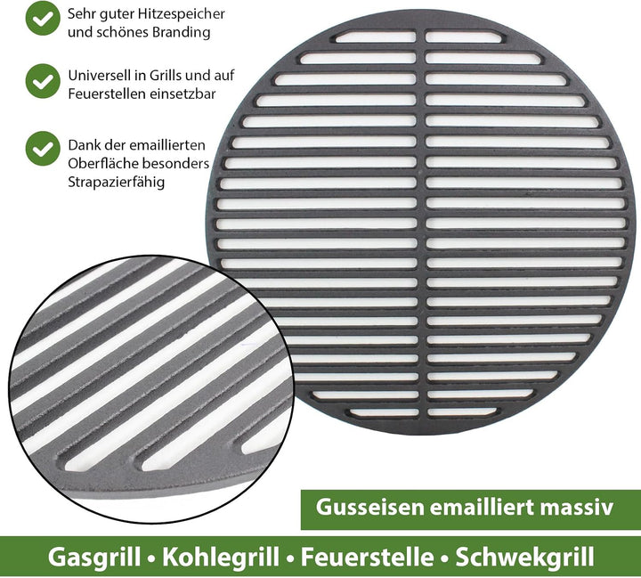 TRUTZHOLM Grillrost Ø 34,3 cm Rost Grillgitter BBQ Gusseisen emailliert Grillplatte rund