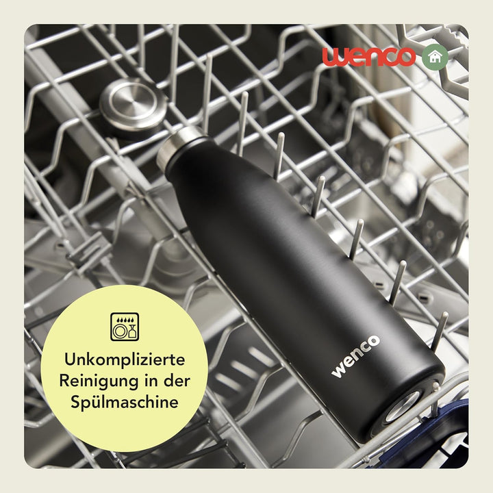 wenco Trinkflasche Edelstahl 0,5l / 500ml isoliert und auslaufsicher für kalte und heisse Getränke a