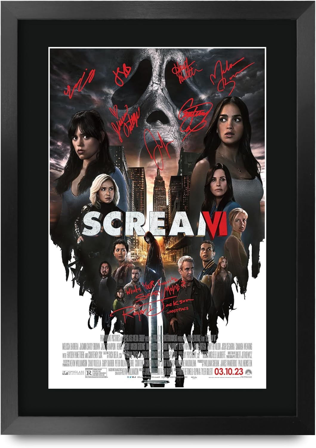 HWC Trading FR A3 Scream 6 Geschenke Geduckter Poster Signiertes Autogramm Foto für Fans von Film Me