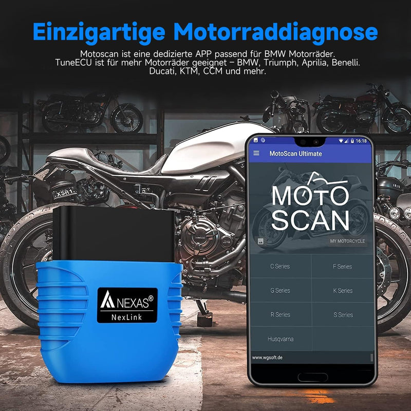 AUTOPHIX Nexlink OBD2 Bluetooth 5.0 Diagnosegerät Auto für Autos und Motorräder, OBD2 Bluetooth Adap