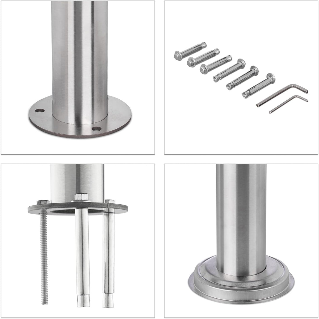 Relaxdays Treppengeländer Edelstahl Set, für Innen und Aussen, Handlauf, 1,0 m lang, 2 Pfosten, ohne