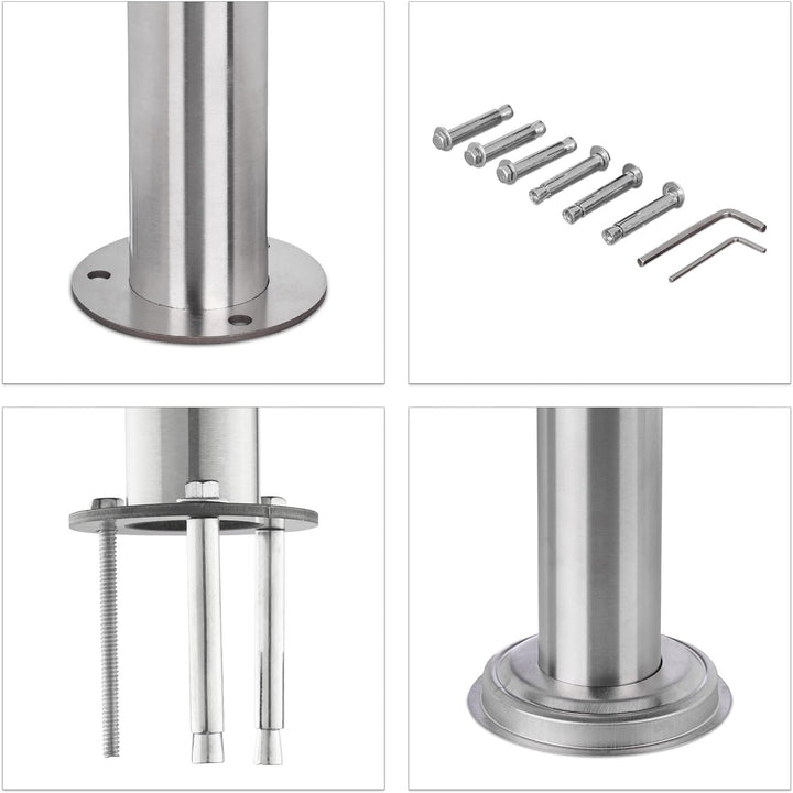 Relaxdays Treppengeländer Edelstahl Set, für Innen und Aussen, Handlauf, 1,0 m lang, 2 Pfosten, ohne