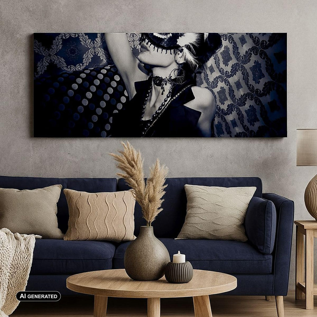 Wandbilder Dekoration Wohnzimmer Frau Karneval Maske Mode Panorama Bilder auf Leinwand 120x50cm Lein