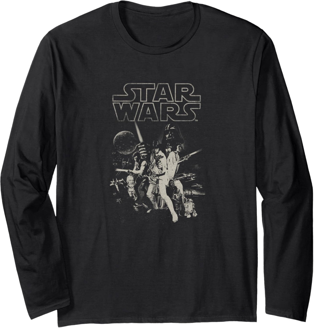 Star Wars Vintage Style Group Shot Logo Langarmshirt