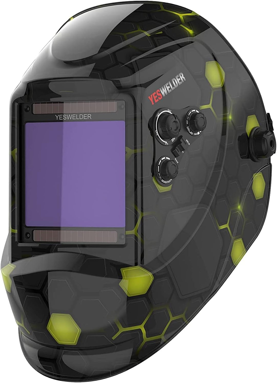 YESWELDER Grosses Sichtfeld 10X9cm Schweisserhelm Echte Farbe Solarstrom Automatischer Verdunkelung