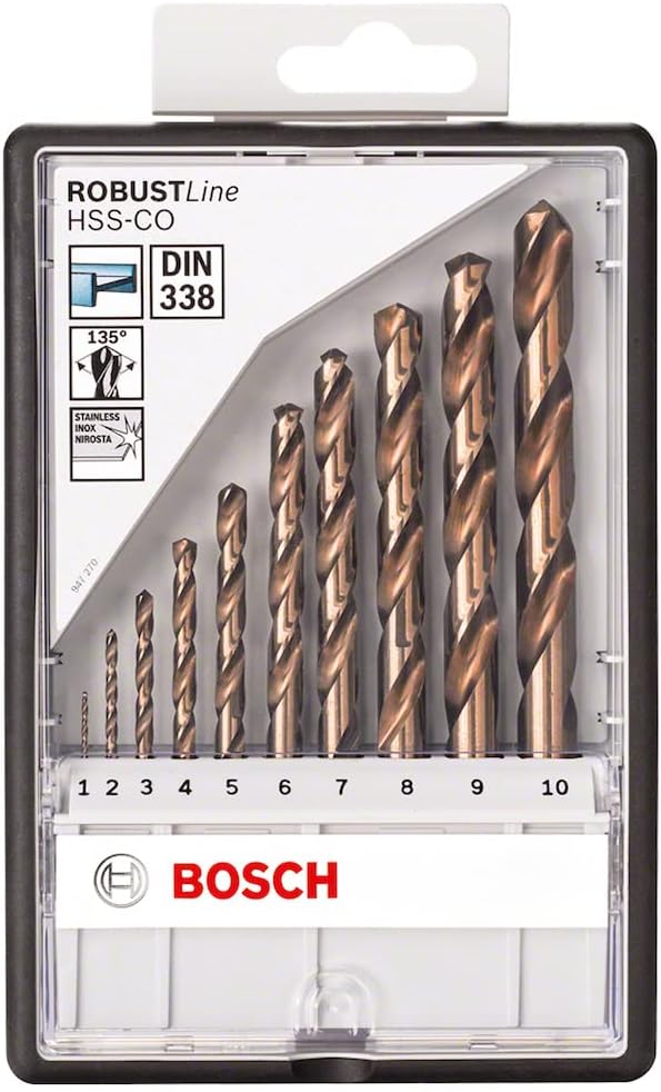 Bosch Pro 10tlg. Metallbohrer-Set HSS-Cobalt Robust Line Durchmesser: 1.0 - 10.0, Durchmesser: 1.0 -