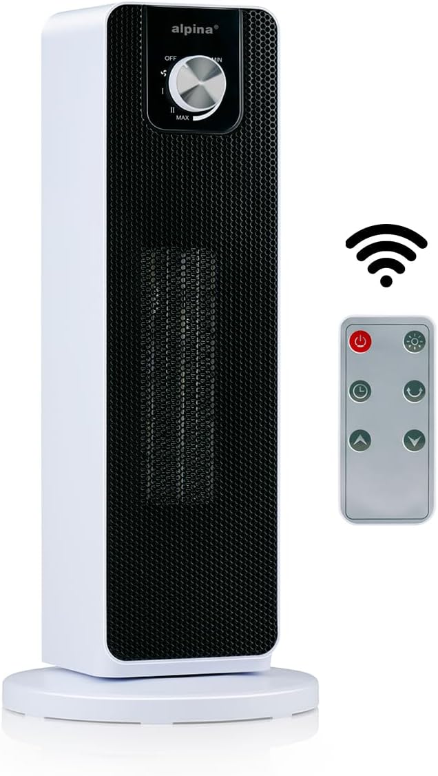 alpina Elektrischer Heizlüfter 2000W – Keramik Heizkörper mit Griff und Absturzsicherung – Oszillier