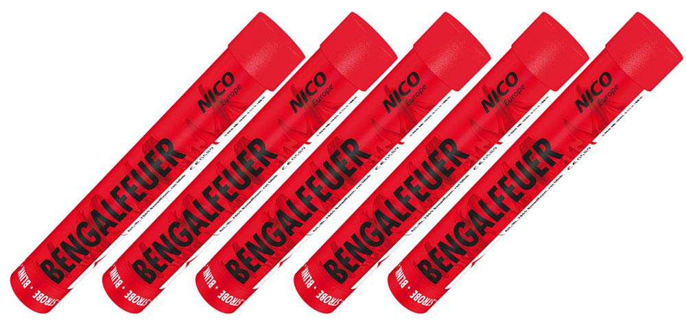 5 Stück Bengalfeuer rot blinkend Strobeeffekt Nico Feuerwerk Bengalos