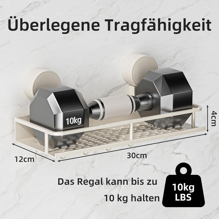 Saugnapf Ohne Bohren Duschablage,10kg Tragfähigkeit Badregal für Shampoo Conditioner,Abnehmbare und