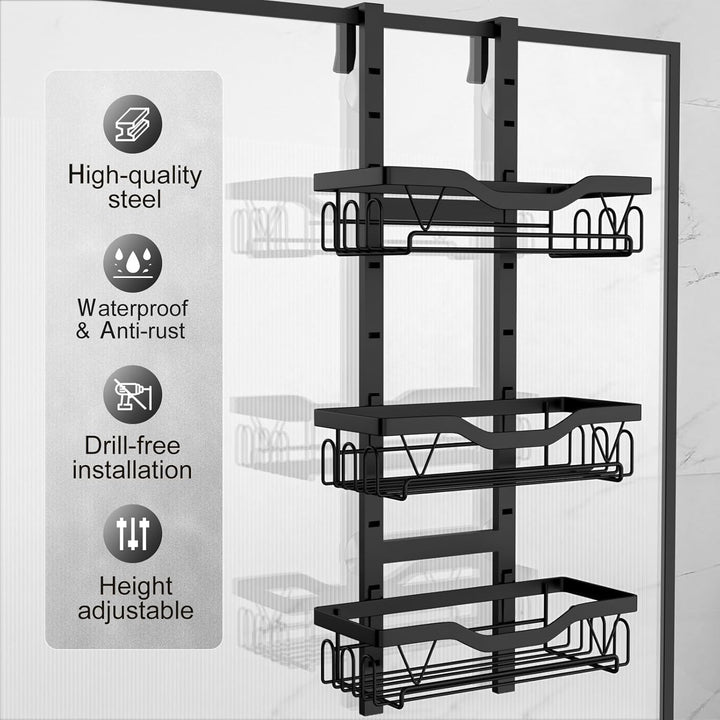 UUlioyer Duschablage zum Hängen, Duschregal ohne Bohren für Glastür, Shampoo Duschgel Halterung für