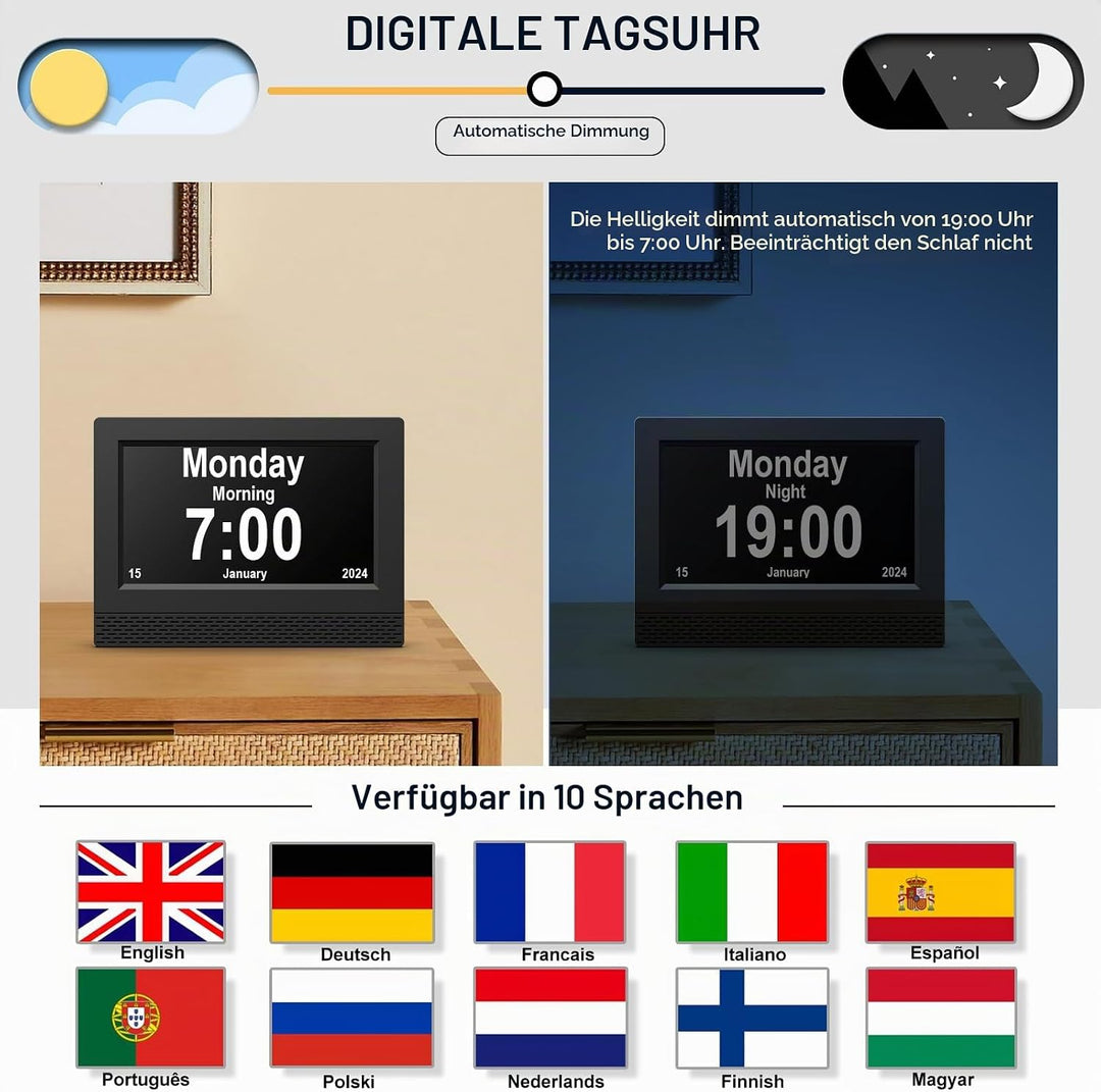 SENXINGYAN Digital Kalender Wecker, 7&