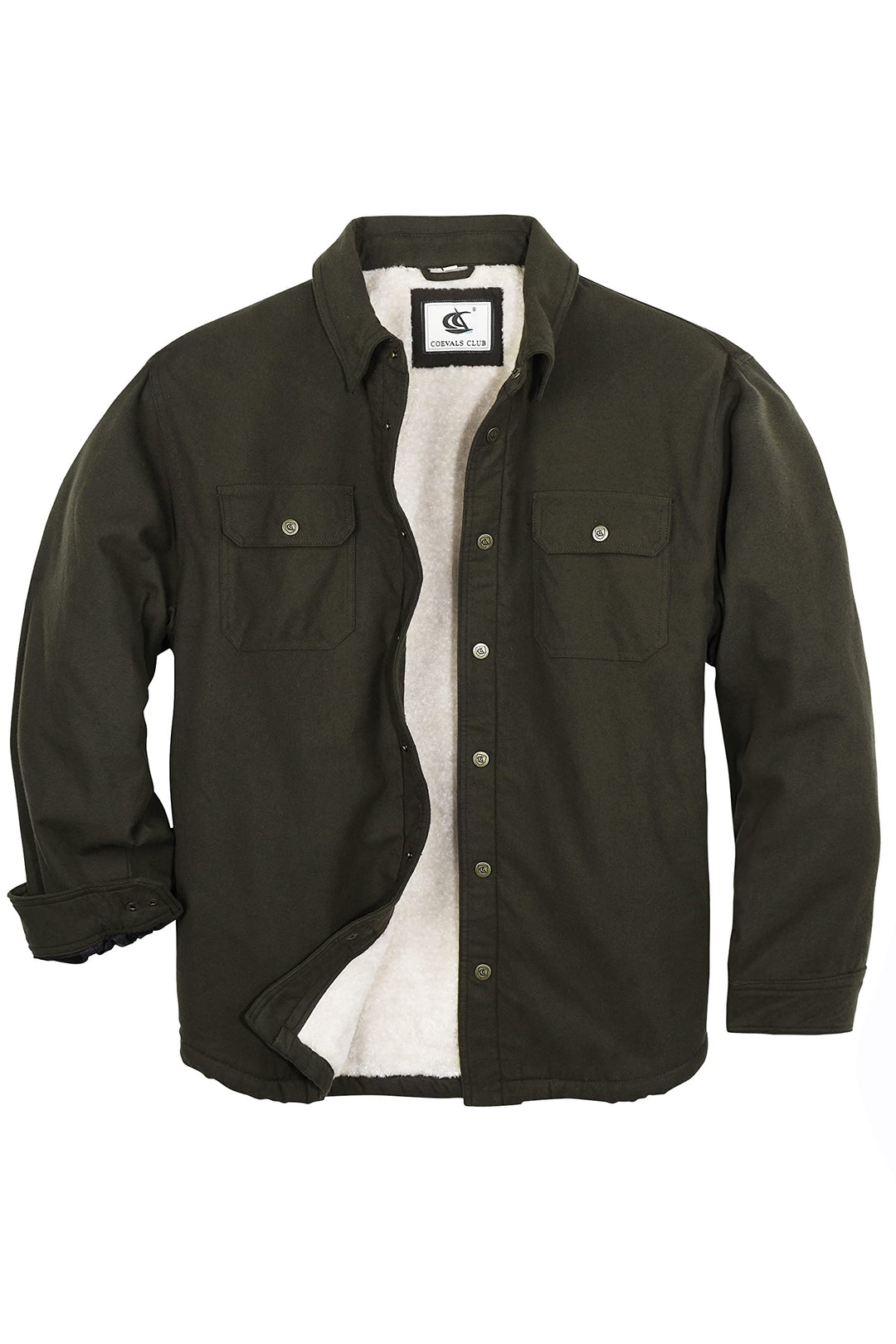 Coevals Club Herren Flanell Jacke Hemd Sherpa Holzfällerhemd Flanellhemd Langarm Kariertes Druckknöp