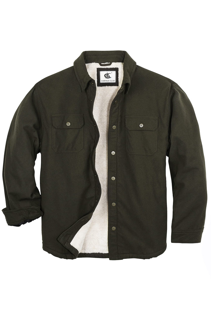 Coevals Club Herren Flanell Jacke Hemd Sherpa Holzfällerhemd Flanellhemd Langarm Kariertes Druckknöp