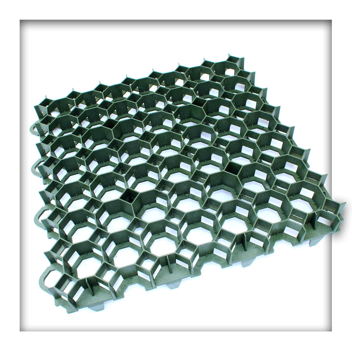Kieskönig Rasengitter 49,2 x 49,2 x 3,7 cm Grün Rasengitterplatten Rasenwaben Rasenmatten mit Bodenk