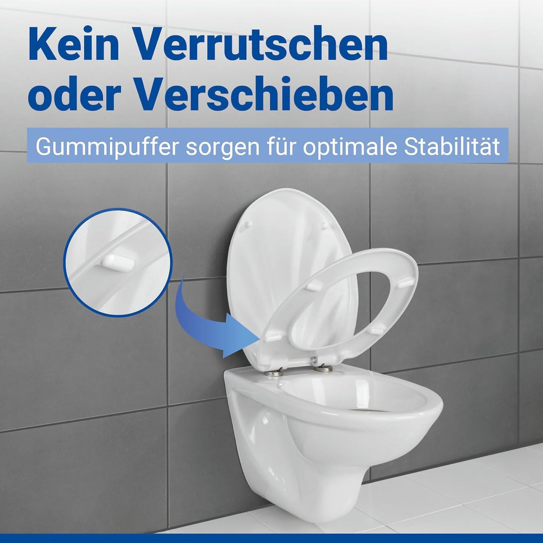 WENKO WC-Sitz Muschel, hygienischer Toilettensitz mit Absenkautomatik, WC-Deckel mit Fix-Clip Hygien