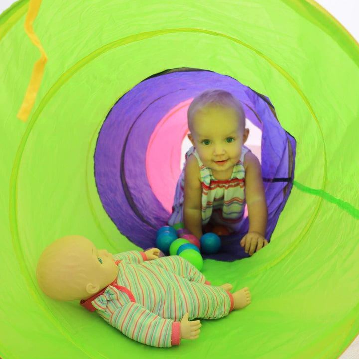 LittleTom Spieltunnel für Kinder - 180x46 Activity Spieltunnel Baby Turnen - Parcours Tunnel Spielze