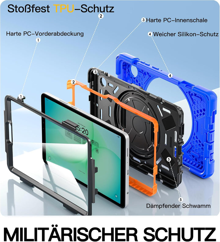 BRAECN für Samsung Galaxy Tab A11 Hülle 8,7 Zoll 2025 SM-X130/X133/X135, Stossfeste Robuste Tragbare