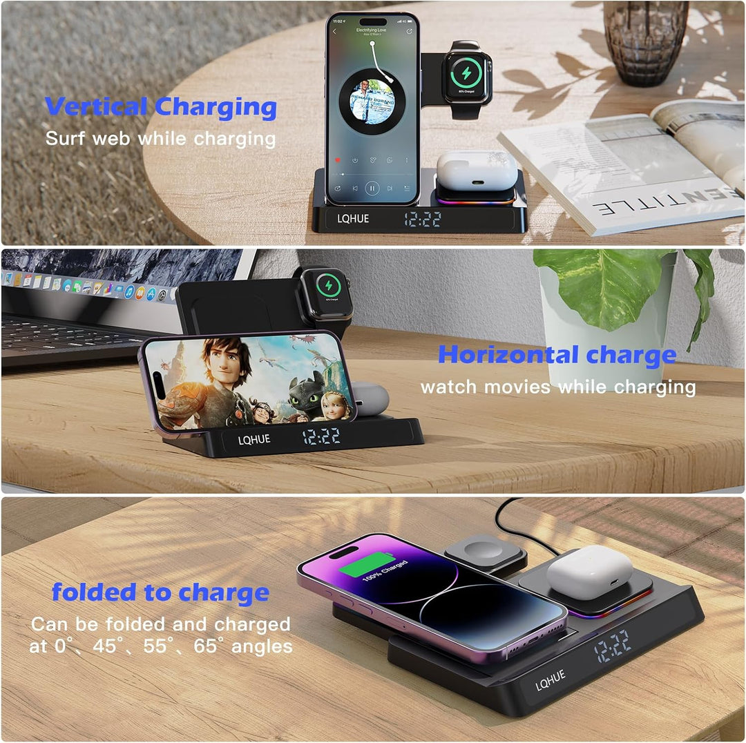 4 in 1 ladestation für iPhone und Watch Kabelloses Ladegerät 15W Faltbarer Induktive Wireless Charge
