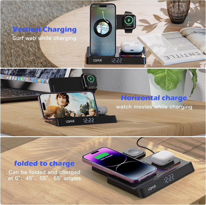 4 in 1 ladestation für iPhone und Watch Kabelloses Ladegerät 15W Faltbarer Induktive Wireless Charge