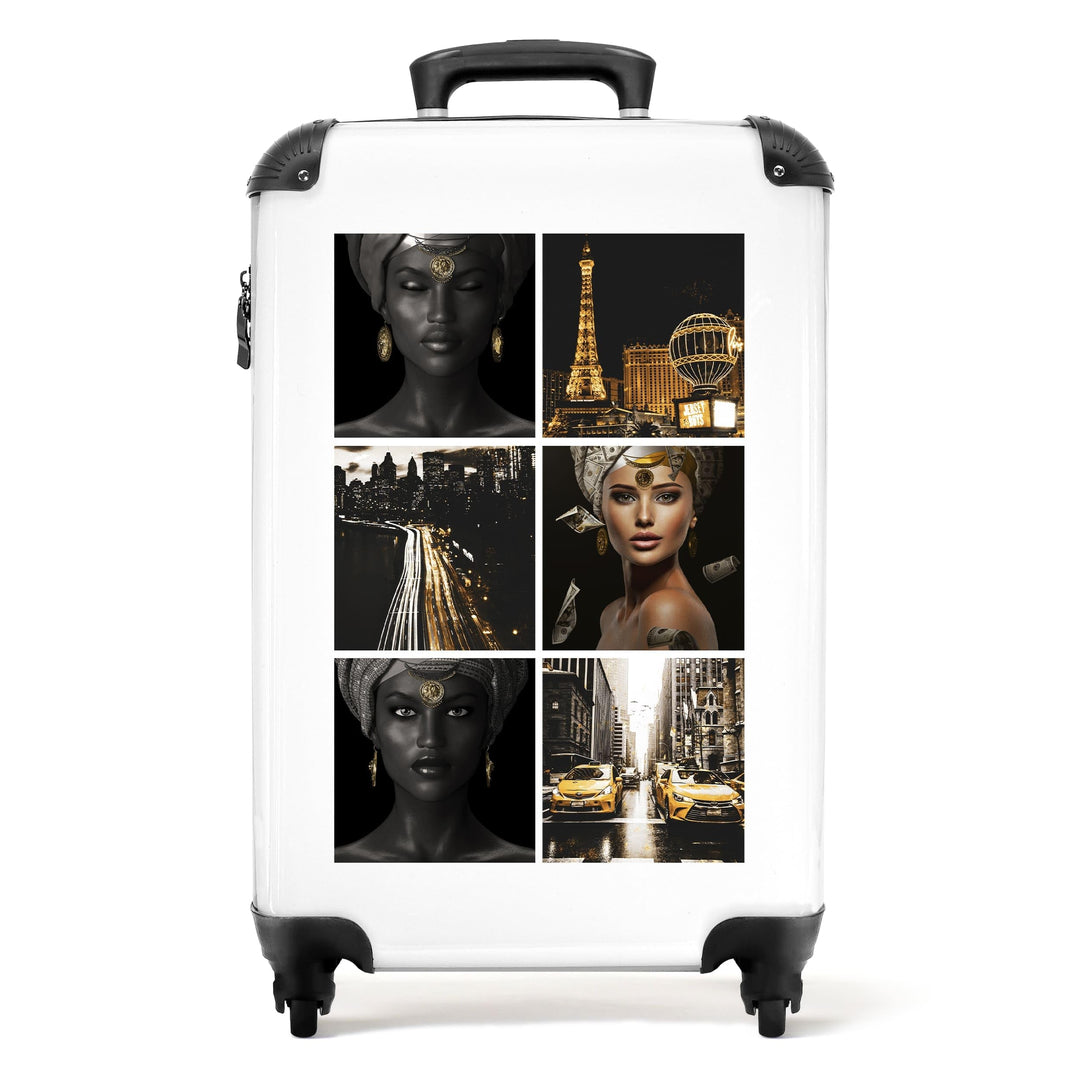 NoBoringSuitcases.com® Koffer Handgepäck Trolley Rollkoffer Kleine Reisekoffer mit 4 Rollen - Frau -
