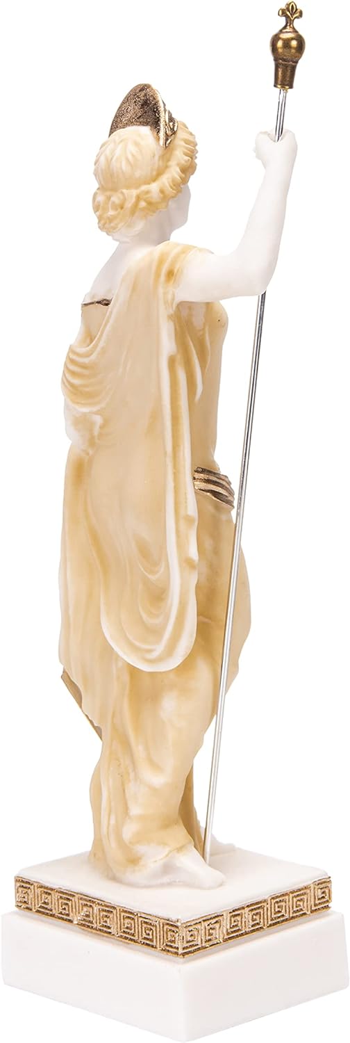 BEAUTIFUL GREEK STATUES Hera Göttin der Ehe, Frauen, Geburt und Familie, Alabaster, Goldton, 25,4 cm