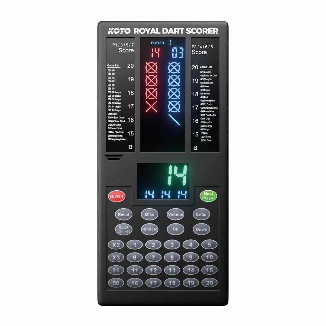 KOTO Royal Dart Scorer - Elektronische Touch Pad Dart Scorer Punktzähler - Für 8 Spieler - 40 Spiele