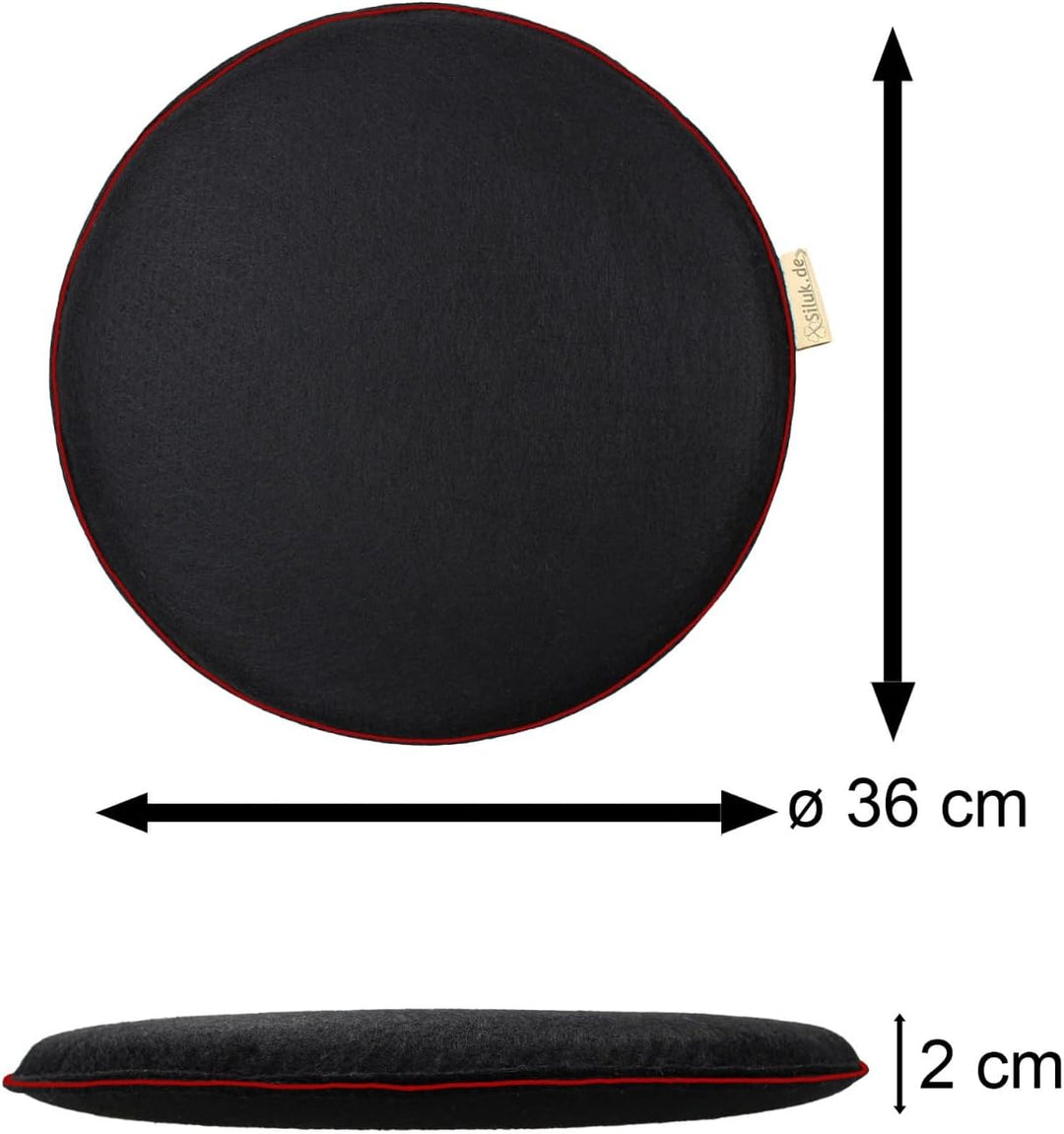 SILUK gemütliches Sitzkissen aus Filz Ø 36cm - Komfortable Waschbare - 4er Set Grau I Schwarz für Ba