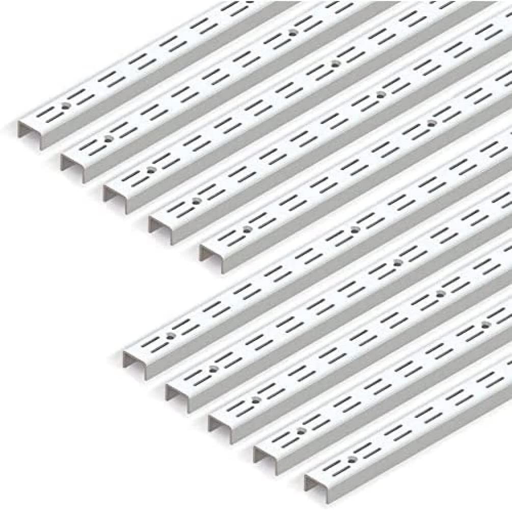 Emuca - Leistenprofil, doppelte Bohrung, Durchlass 32 mm für Regalwinkel L Set aus 10 Stück, Weiss,