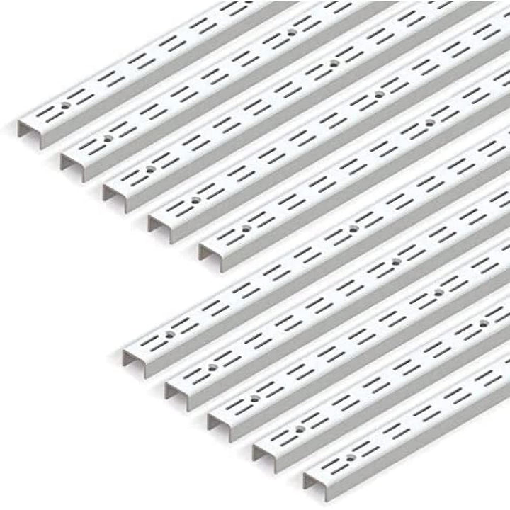 Emuca - Leistenprofil, doppelte Bohrung, Durchlass 32 mm für Regalwinkel L Set aus 10 Stück, Weiss,