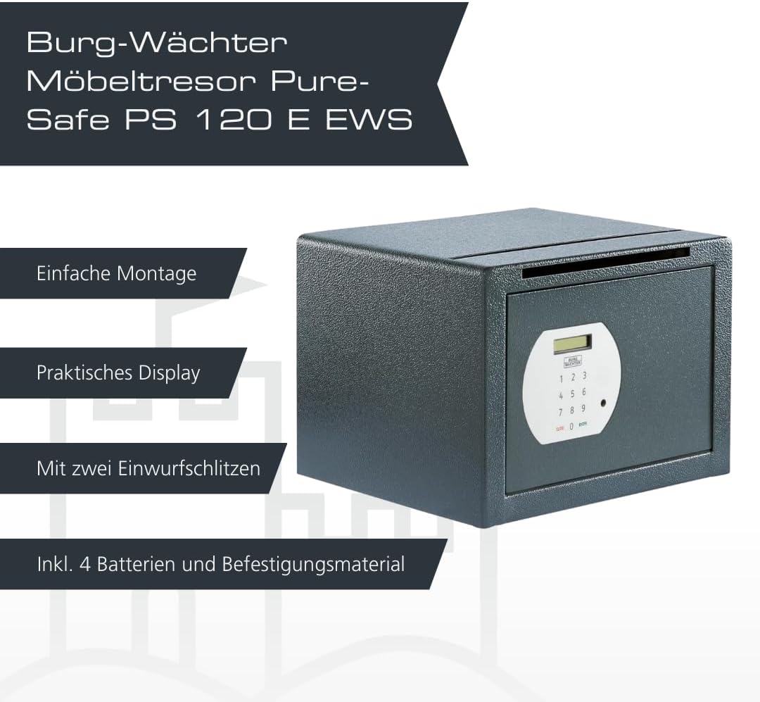 Burg-WÄCHTER Möbeltresor mit elektronischem Zahlenschloss und Einwurfschlitz, Inkl. Fachboden, Zur W