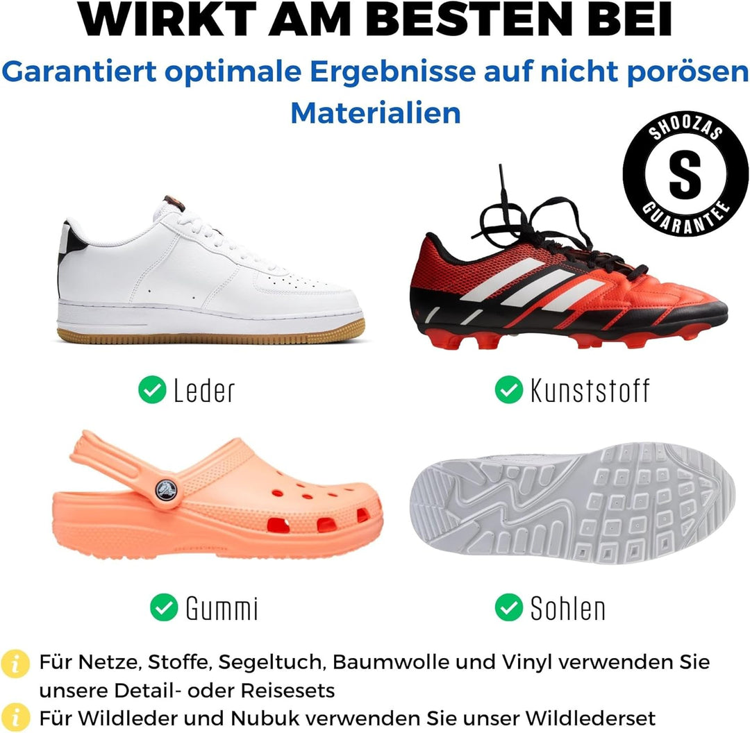 SHOOZAS - Kit zur Schuhreinigung - Schaumreiniger, Wasserdichte Matte, Bürste und Mikrofasertuch - I