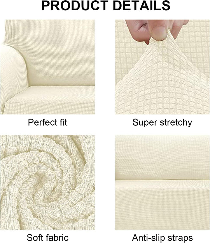 Jaotto Sofabezug 4 Sitzer Elastischer Stretch Spandex Sofa Überwürfe Sofahusse Antirutsch Waschbar S