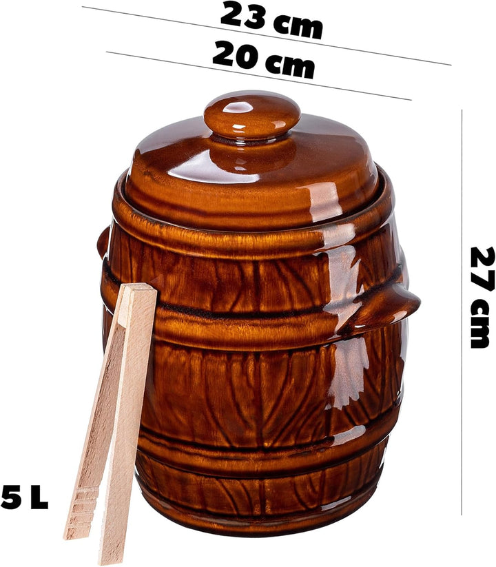KADAX Steinzeugtopf, Dichter Keramiktopf mit Deckel, Spülmaschinenfester Steinguttopf, handgefertigt