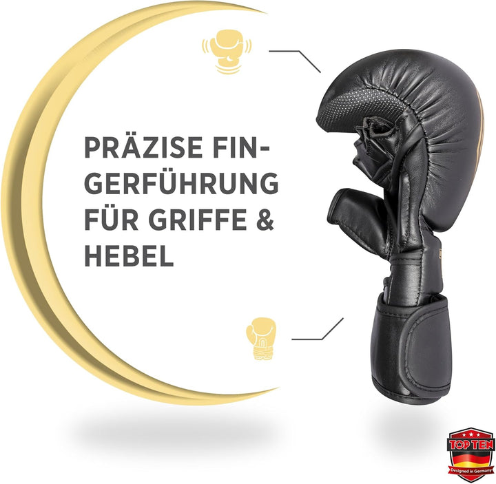 TOP TEN MMA Sparringhandschuhe Contender | MMA Amateur Handschuhe Schwarz-gold XL, Schwarz-gold XL