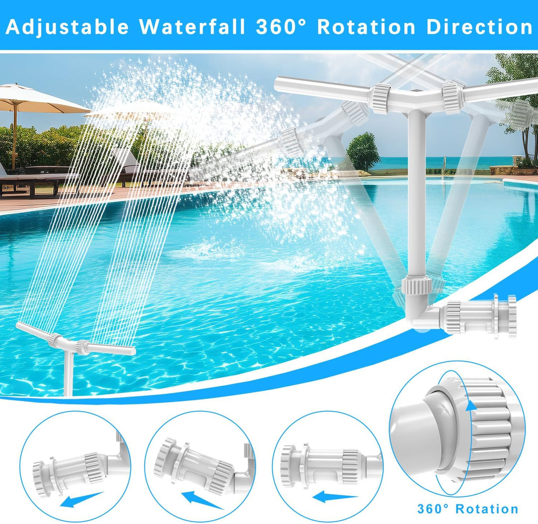 Wasserbrunnen Dual Spray Einstellbarer Pool Wasserfall Brunnen mit Adapter Belüfter für Über Ingroun