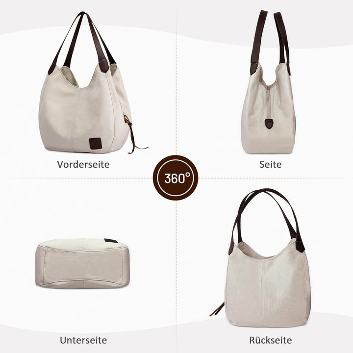DIRRONA Mode Damen Canvas Handtasche Damen Canvas Schultertasche Canvas Tragetasche Leicht Sanft Han