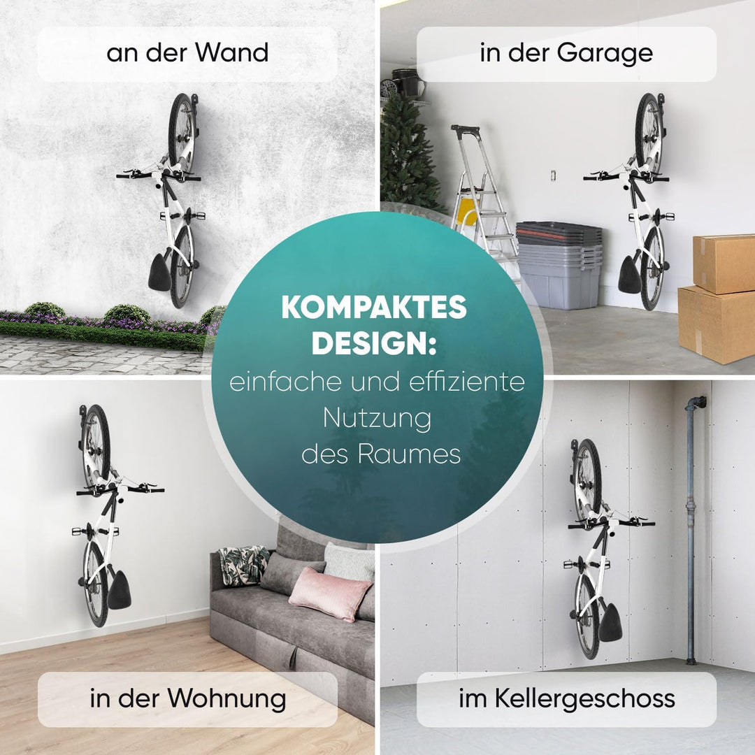 Vertikale Fahrradhalterung Wand | Fahrrad Wandhalterung Garage, Keller, Wohnung - für Rennrad, Ebike