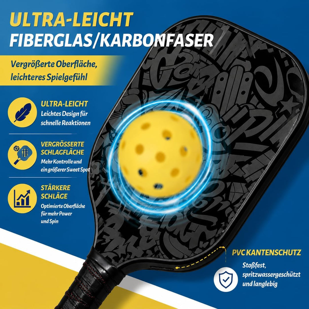 Personalisierter Pickleball Schläger mit Foto, Name oder Logo, Carbonfaser oder Fiberglas, Leichter