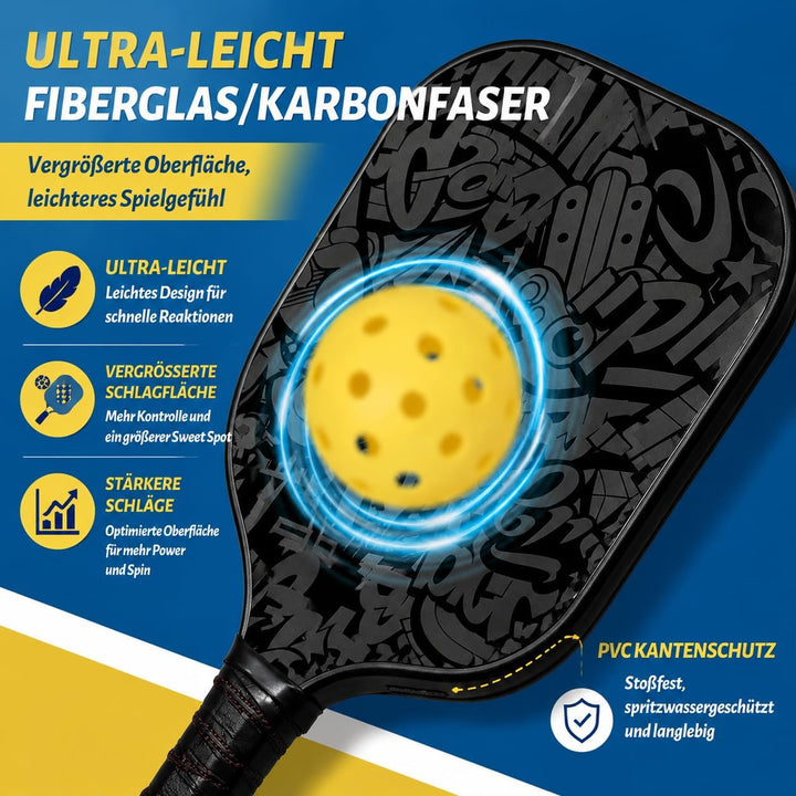 Personalisierter Pickleball Schläger mit Foto, Name oder Logo, Carbonfaser oder Fiberglas, Leichter