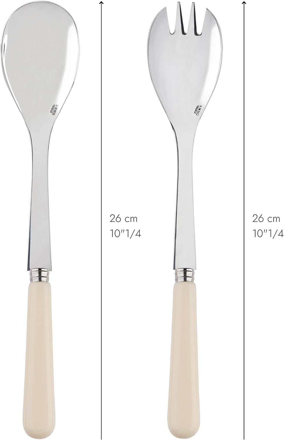 SABRE PARIS - Salatbesteck, 2-teilig 26 cm - Pop - Edelstahl & Acryl - Spülmaschinenfest - Elfenbein