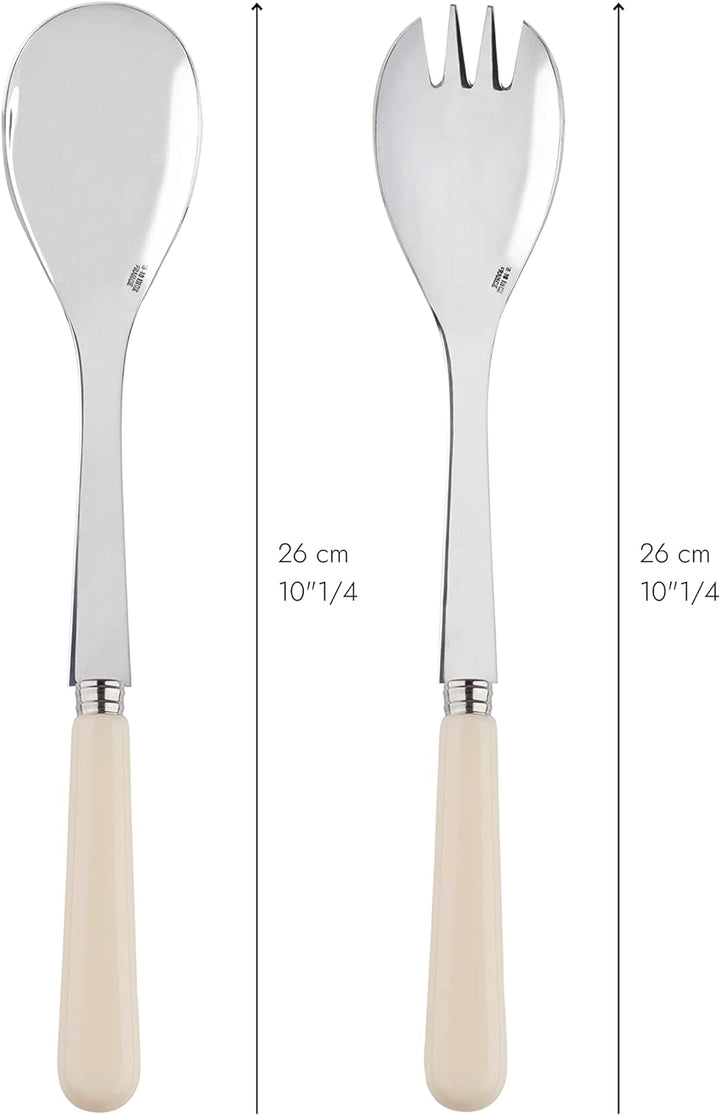 SABRE PARIS - Salatbesteck, 2-teilig 26 cm - Pop - Edelstahl & Acryl - Spülmaschinenfest - Elfenbein
