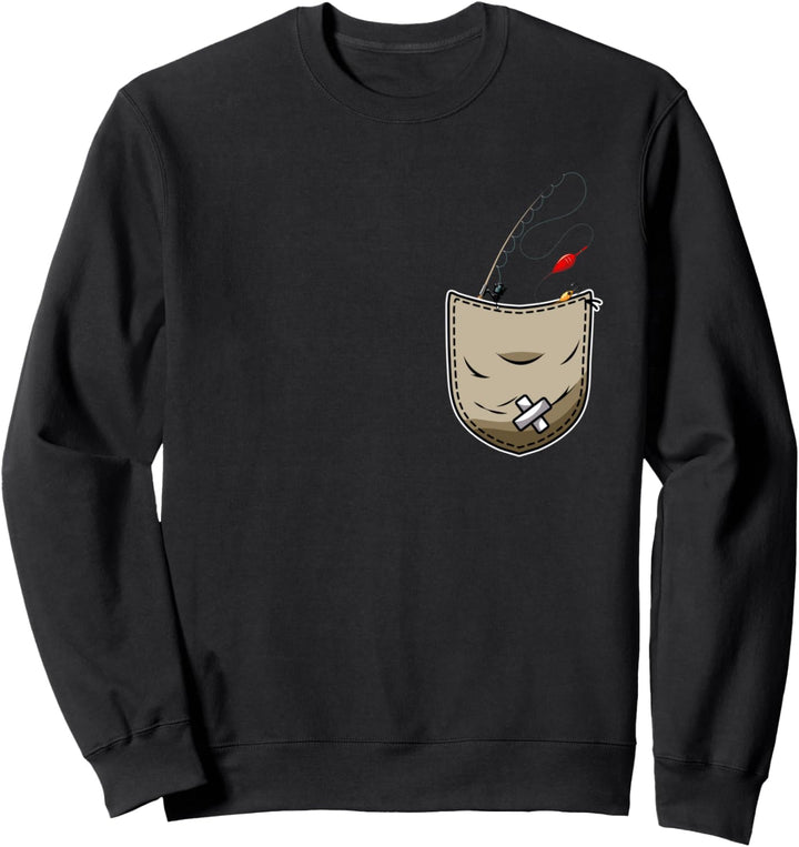 Angler Hobby Fisch Angeln Angelrute Brusttasche Fischer Sweatshirt