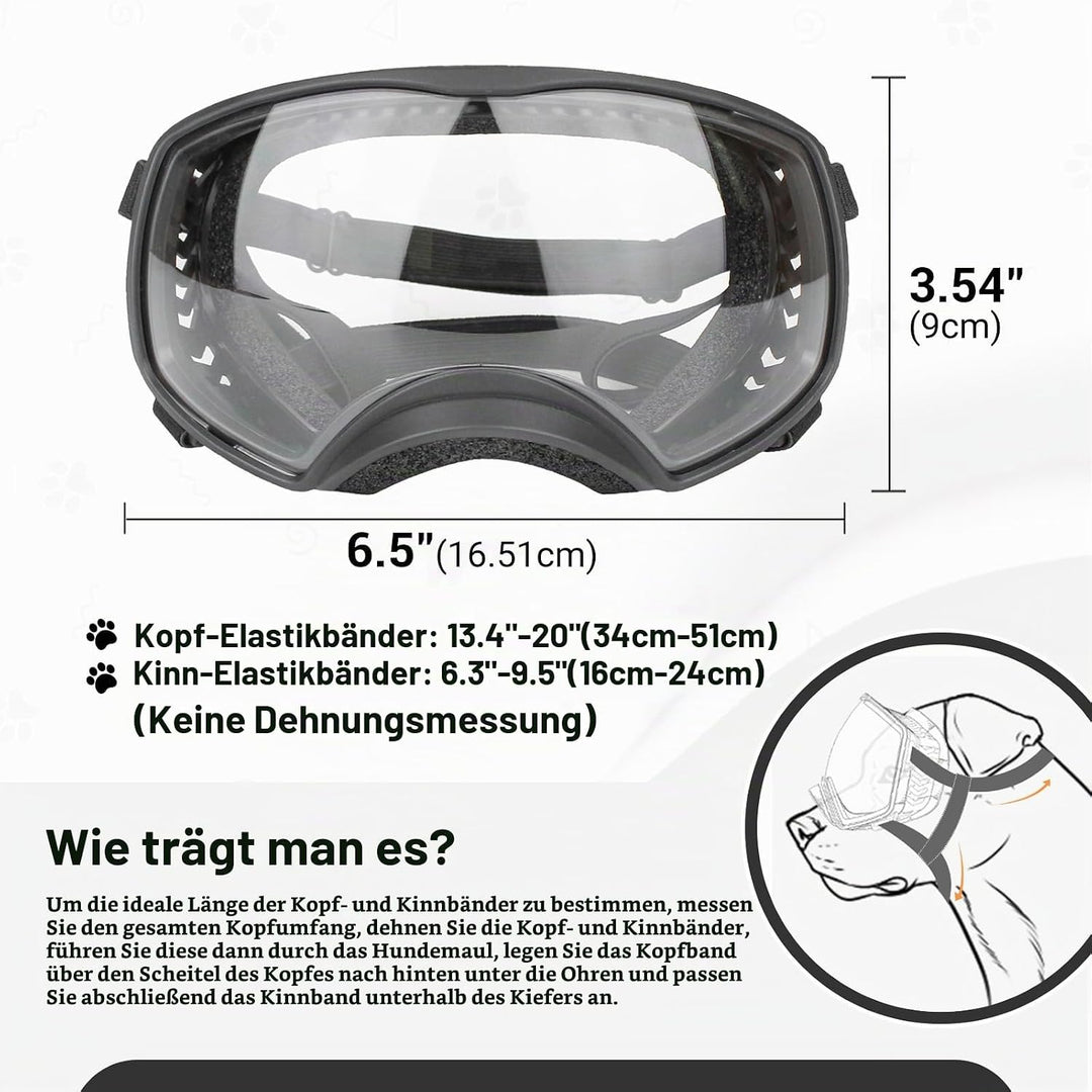 PETLESO Hundebrille Winddichte Hunde Sonnenbrille Hund Schutzbrille mit Verstellbare Band Geeignet f