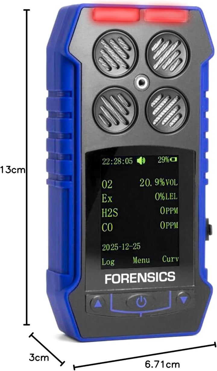 Multigasdetektor O2-, CO-, H2S- und Brennwertdetektion durch FORENSIK, USB-Aufladung, Farbbildschirm