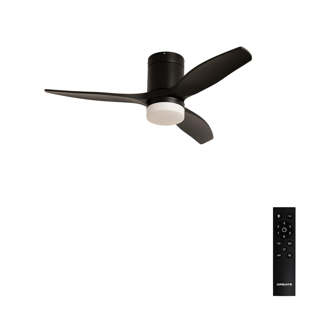 CREATE / WINDCALM S/Deckenventilator ABS mit Beleuchtung Schwarz mit Fernbedienung / 40W, leise, Ø11